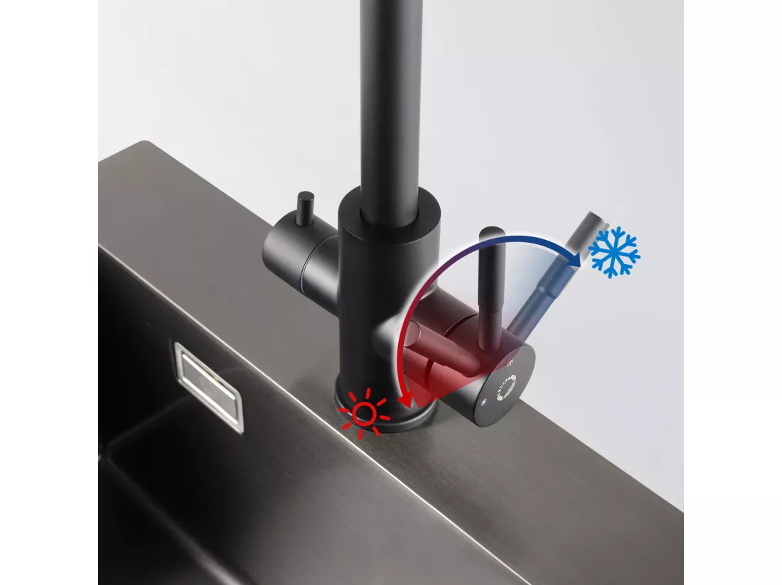 Cecipa max 3 en 1 Robinet de Cuisine pour Système D'osmose Noir, Mitigeur de Cuisine à 3 Voies, Robinet D'eau Propre,EU Modèle