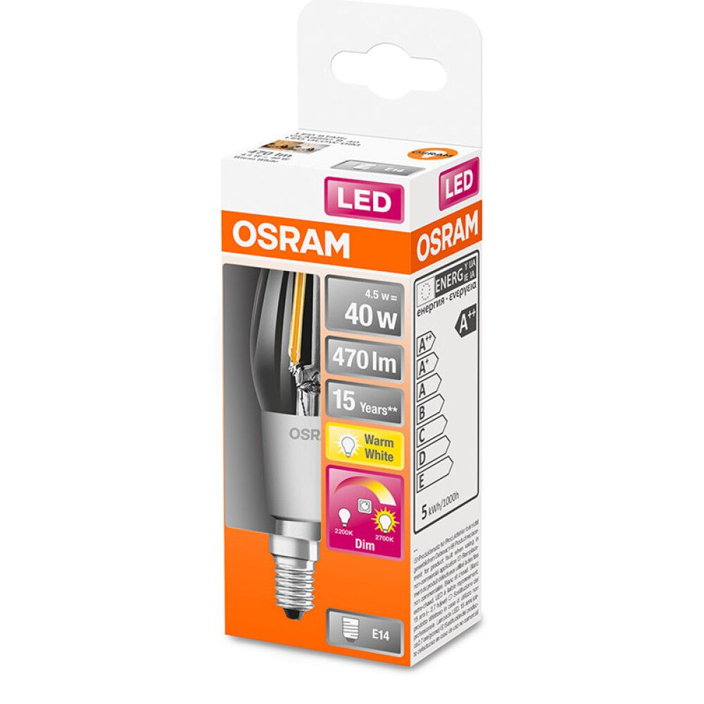 LYSPÆRE OSRAM LED GLOW DIMBAR E14 4,5W