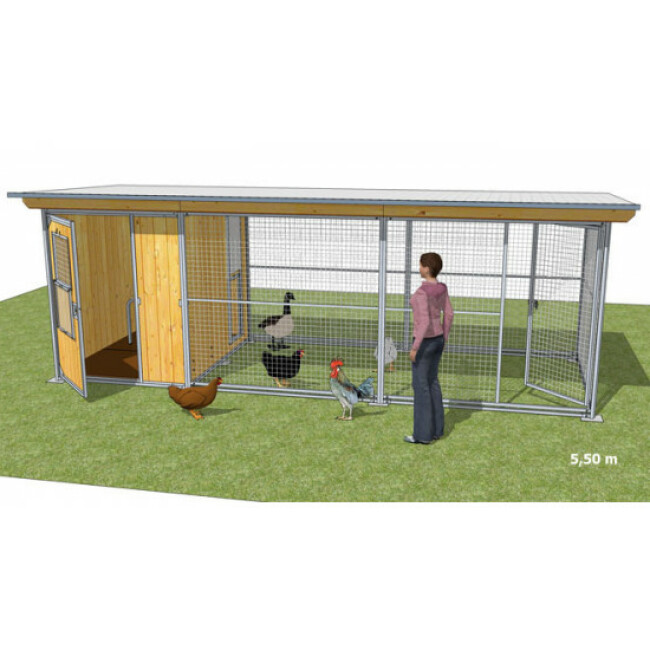 Poulailler durable en bois et métal avec 1 box