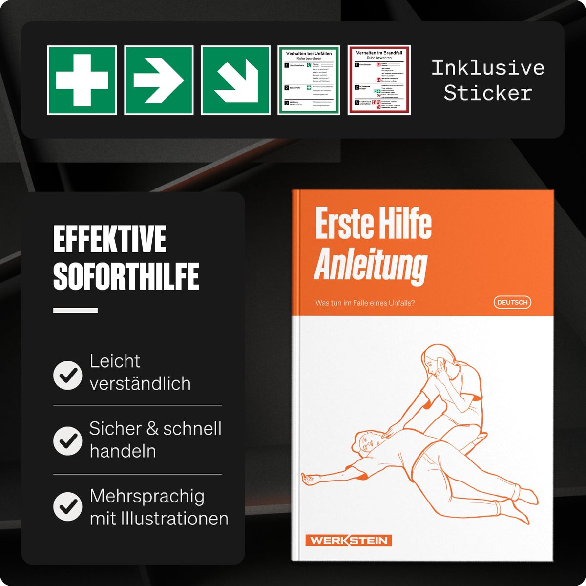 EHBO-doos met inhoud volgens de nieuwe DIN 13157:2021-norm | EHBO-koffer inclusief praktische wandhouder, 5 stickers & zegel | EHBO-doos voor bedrijven, instellingen & huishoudens