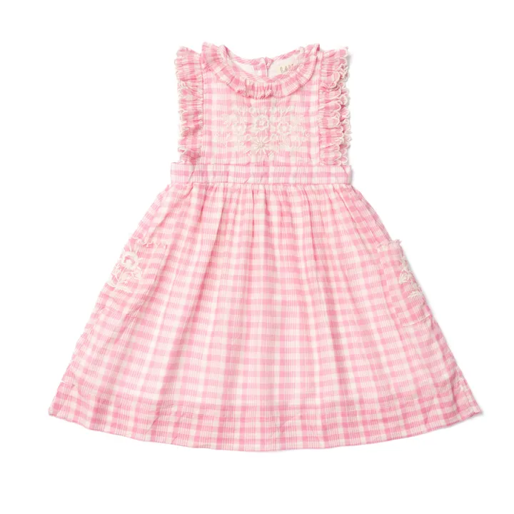 Lali Robe Clover à Carreaux Brodée | Rose