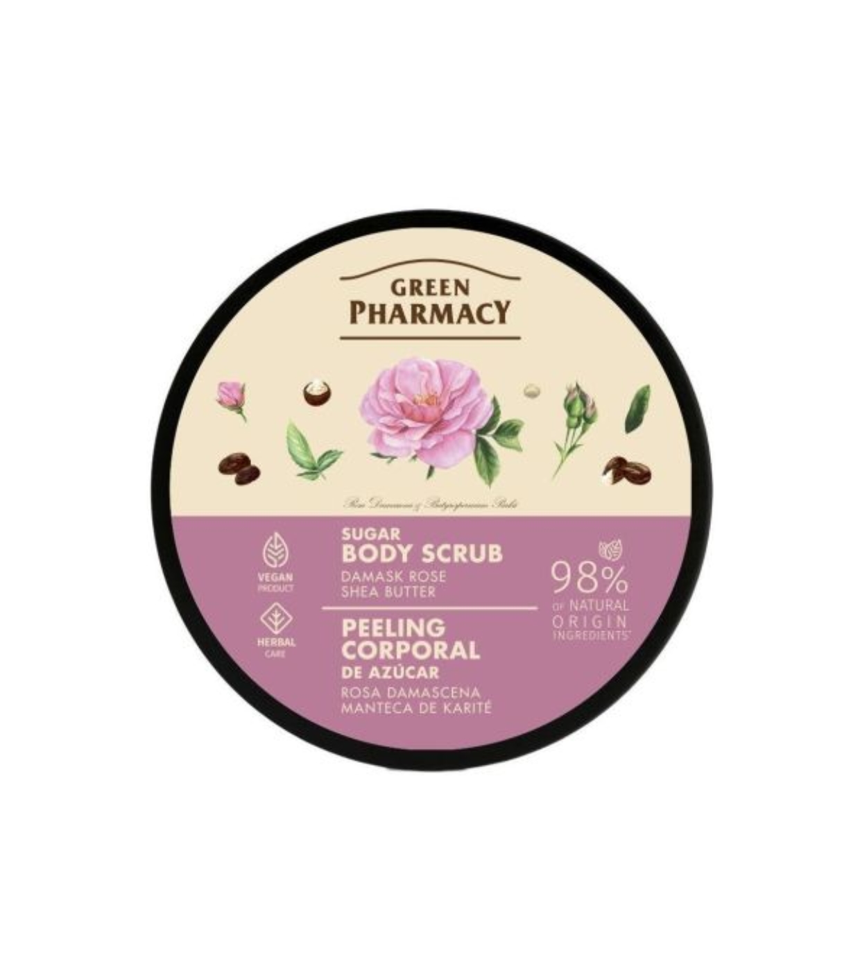 Green Pharmacy - Esfoliante Corporal de Açúcar - Rosa Damascena + Manteiga de Karité