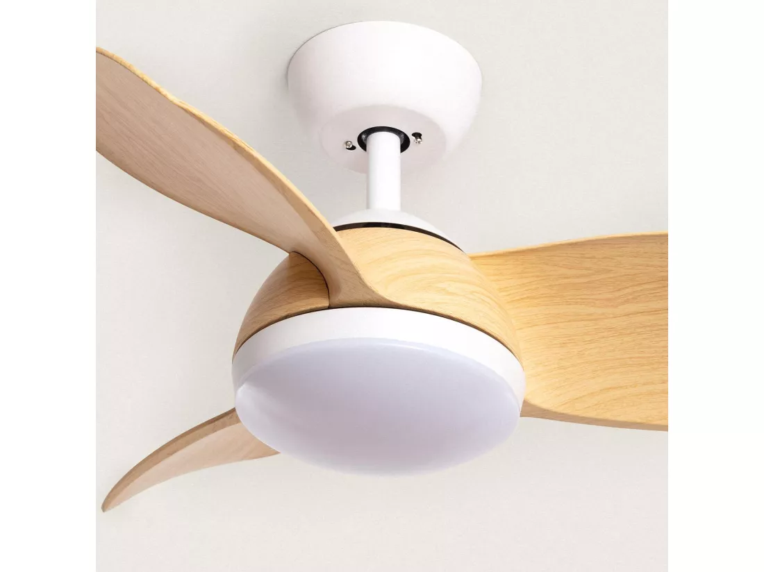 Ventilateur de Plafond Silencieux Poros 35W 76cm Motor DC Bois Télécommande Avec lumière Oui Blanc