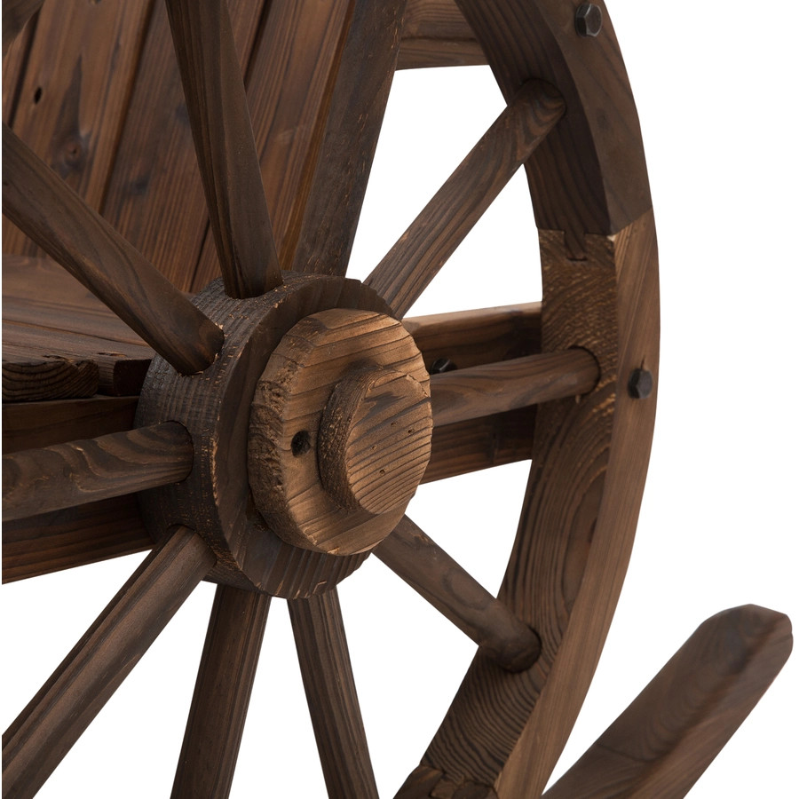 Outsunny Schaukelstuhl im Wagenrad-Design dunkelbraun