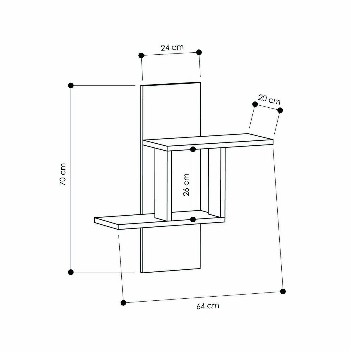 Calicosy - MILL Wandplank met 2 legplanken - H70 cm
