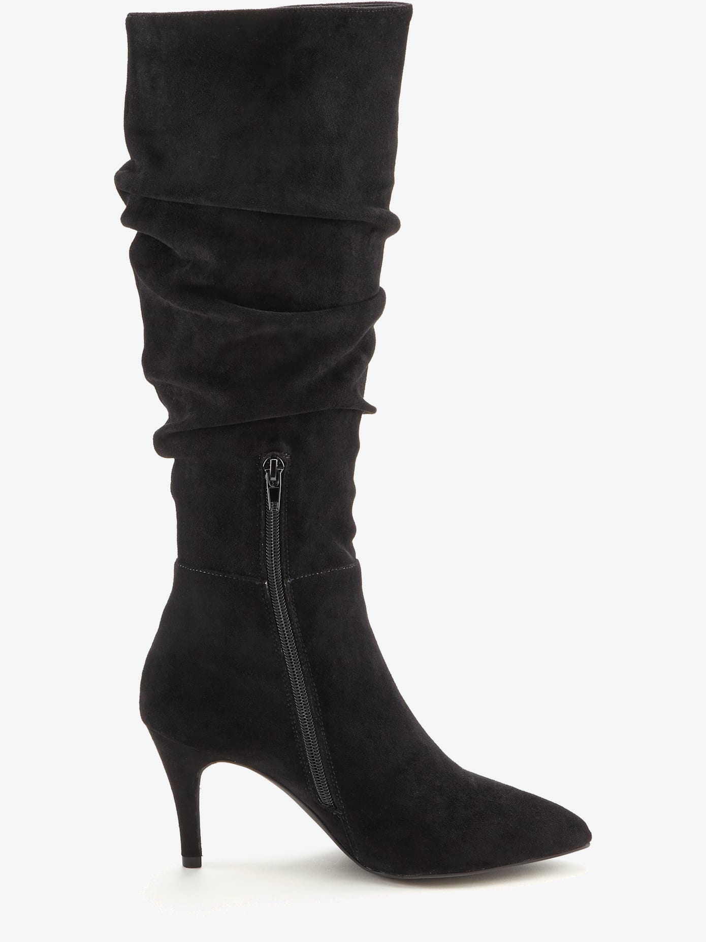 Bottes à glissière fronces tendance avec talon compensé confortable d'env. 8 cm