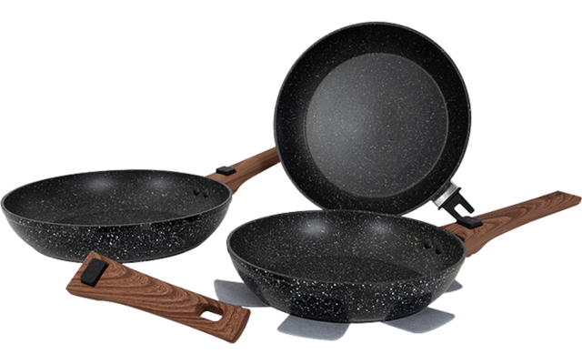 Gimex Black Line Holzdekor Pfannenset 3 teilig