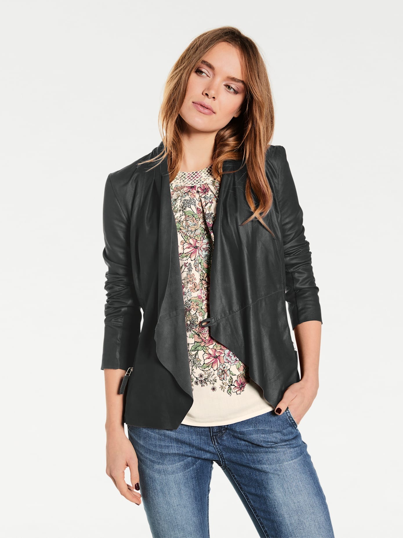 heine Lederjacke ohne Kapuze