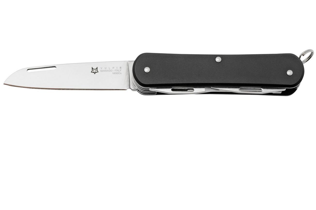 FOX Vulpis 5-Tools FX-VP130-SF5BK, N690co, Aluminium, Black, Zwitsers zakmes