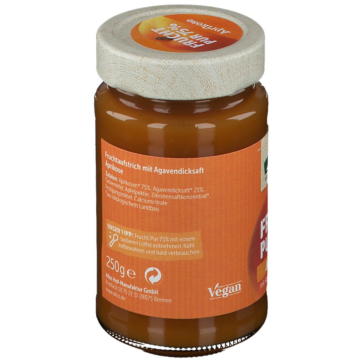 Allos Bio Frucht Pur 75 % Aprikose