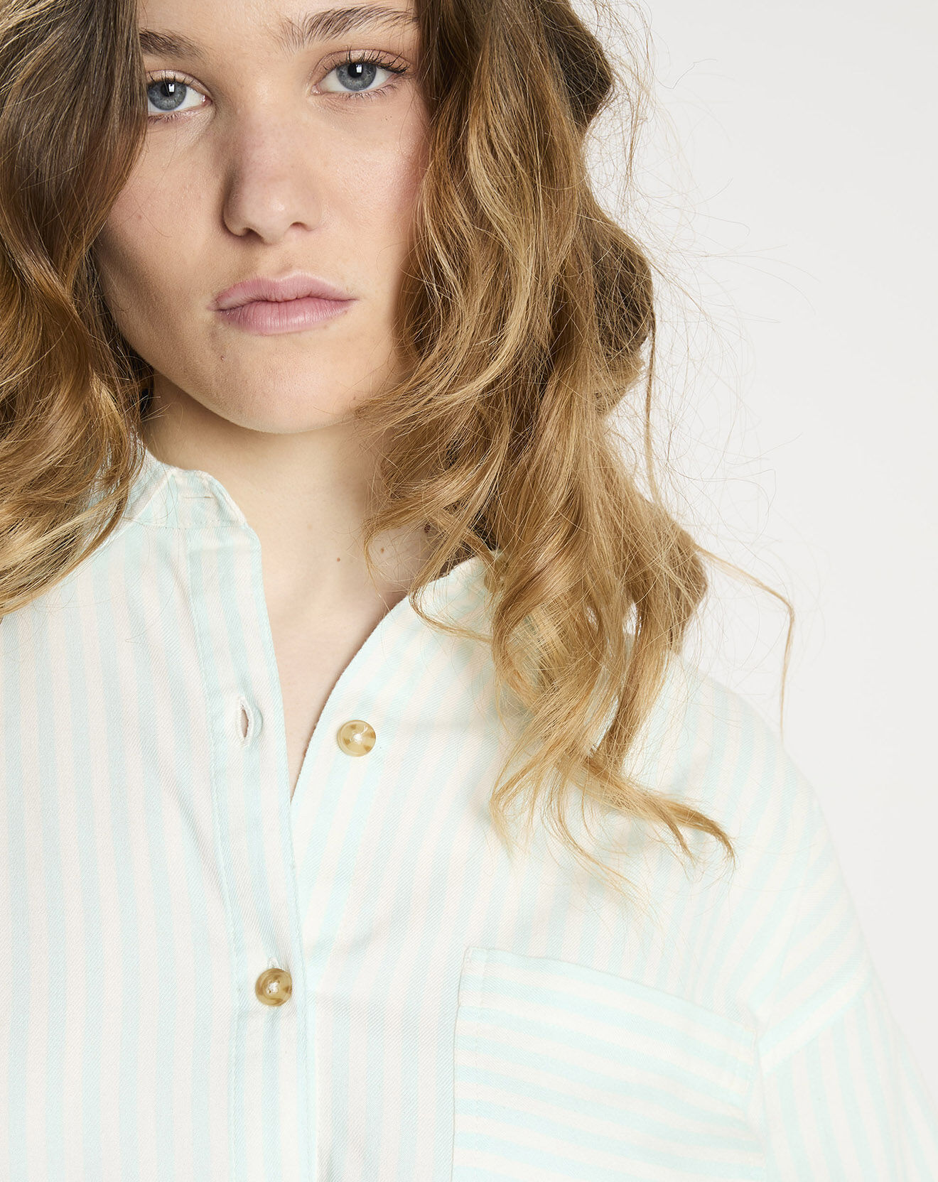 Billabong Chemise manches longues à rayures bleu ciel/blanc