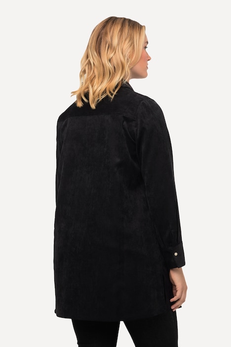 Cordbluse, Classic Fit, Hemdkragen, Langarm, Taschen