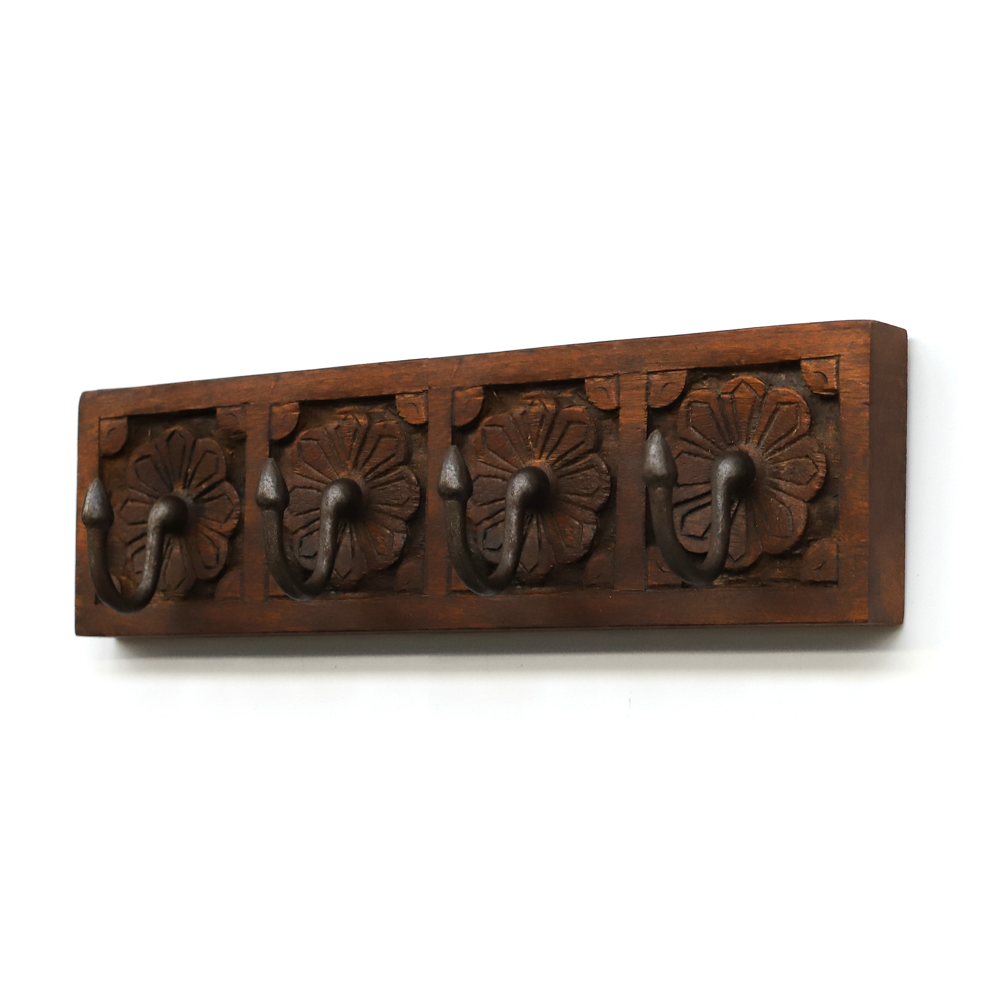 4er Wandhaken 'Blume', Palisander, B 42,2 cm, H 10 cm, T 10 cm von fischer's lagerhaus