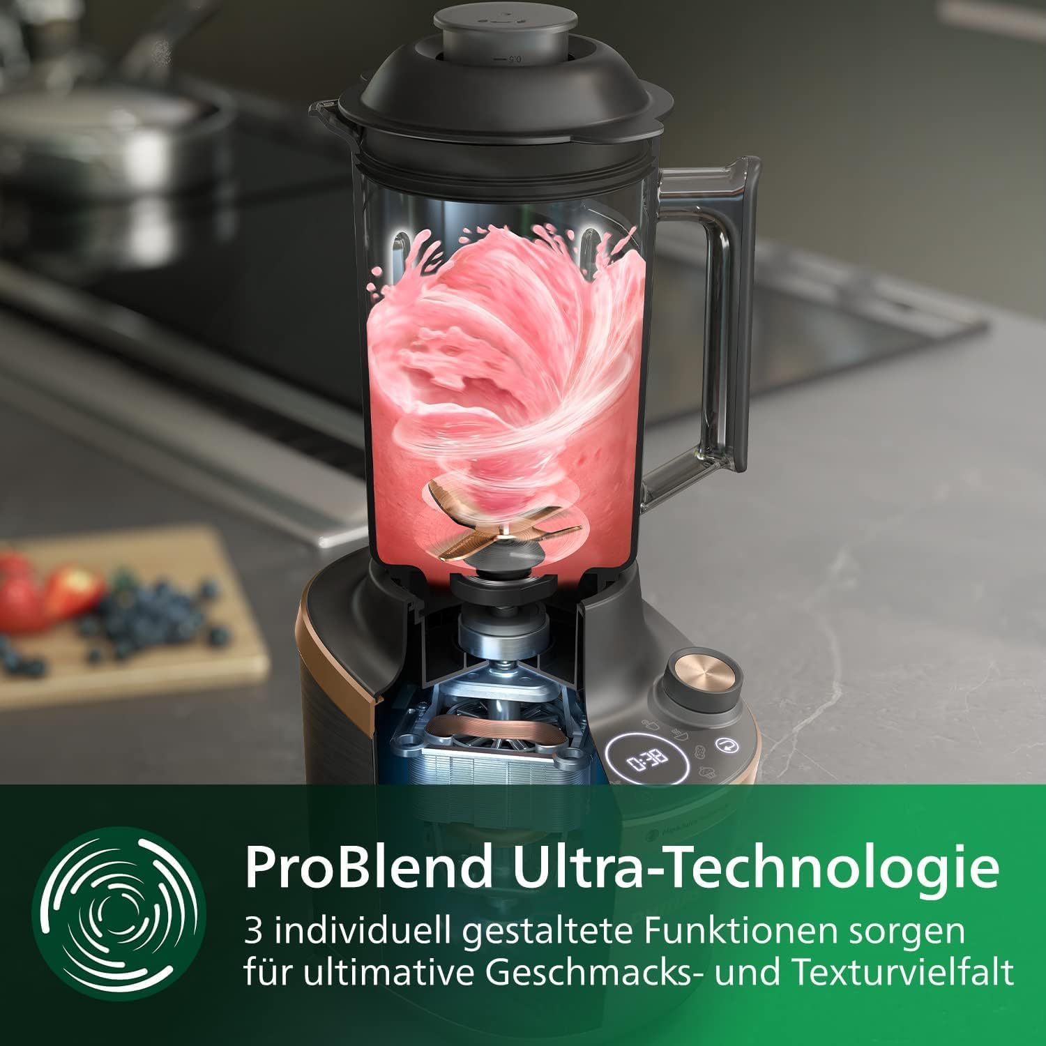Philips Flip&Juice Hochleistungsmixer 7000 Serie mit Entsaftermodul, Flip&Juice-Technologie, ProBlend Ultra-Technologie, HomeID App, 8 Schnellauswahlprogramme, Schnellreinigungsfunktion (HR3770/10)