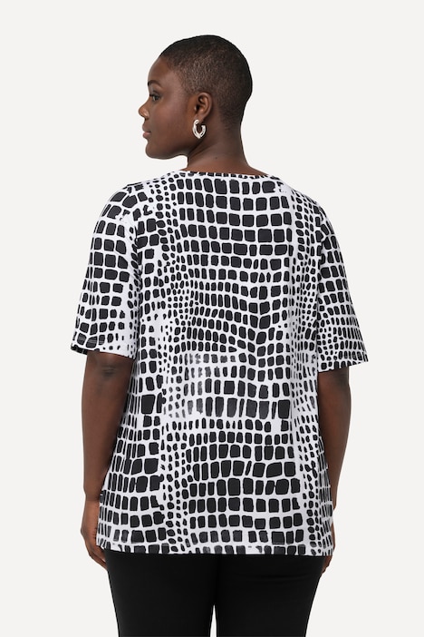 T-Shirt, Pima Cotton, Ziersteine, Rundhals, Halbarm