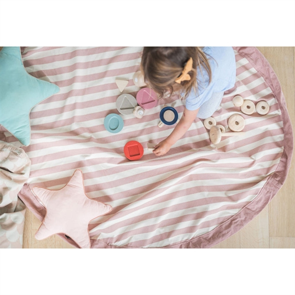 2-i-1 Legetæppe Stripes pink - Play&Go