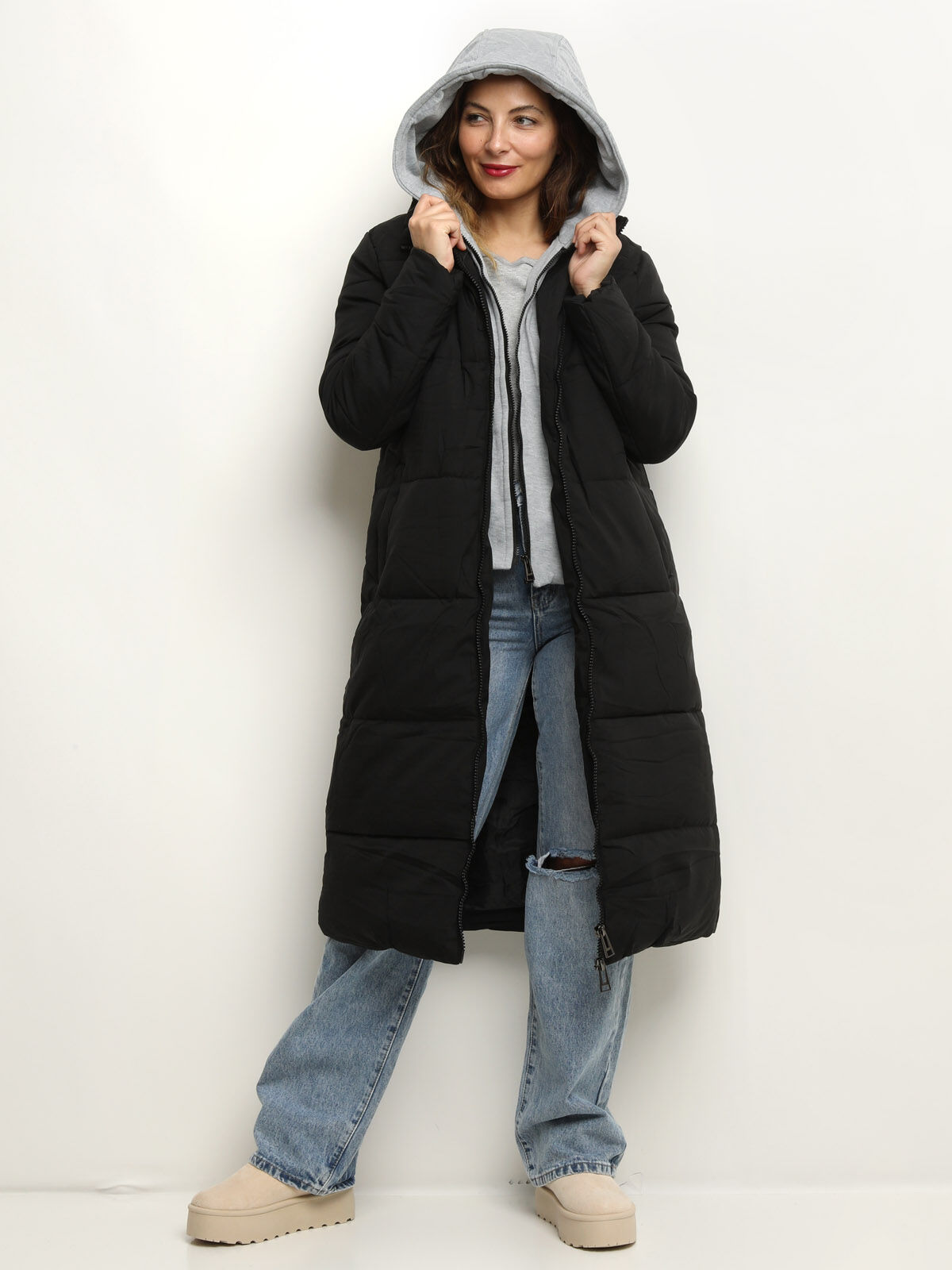 Doudoune oversize avec capuche- Noir