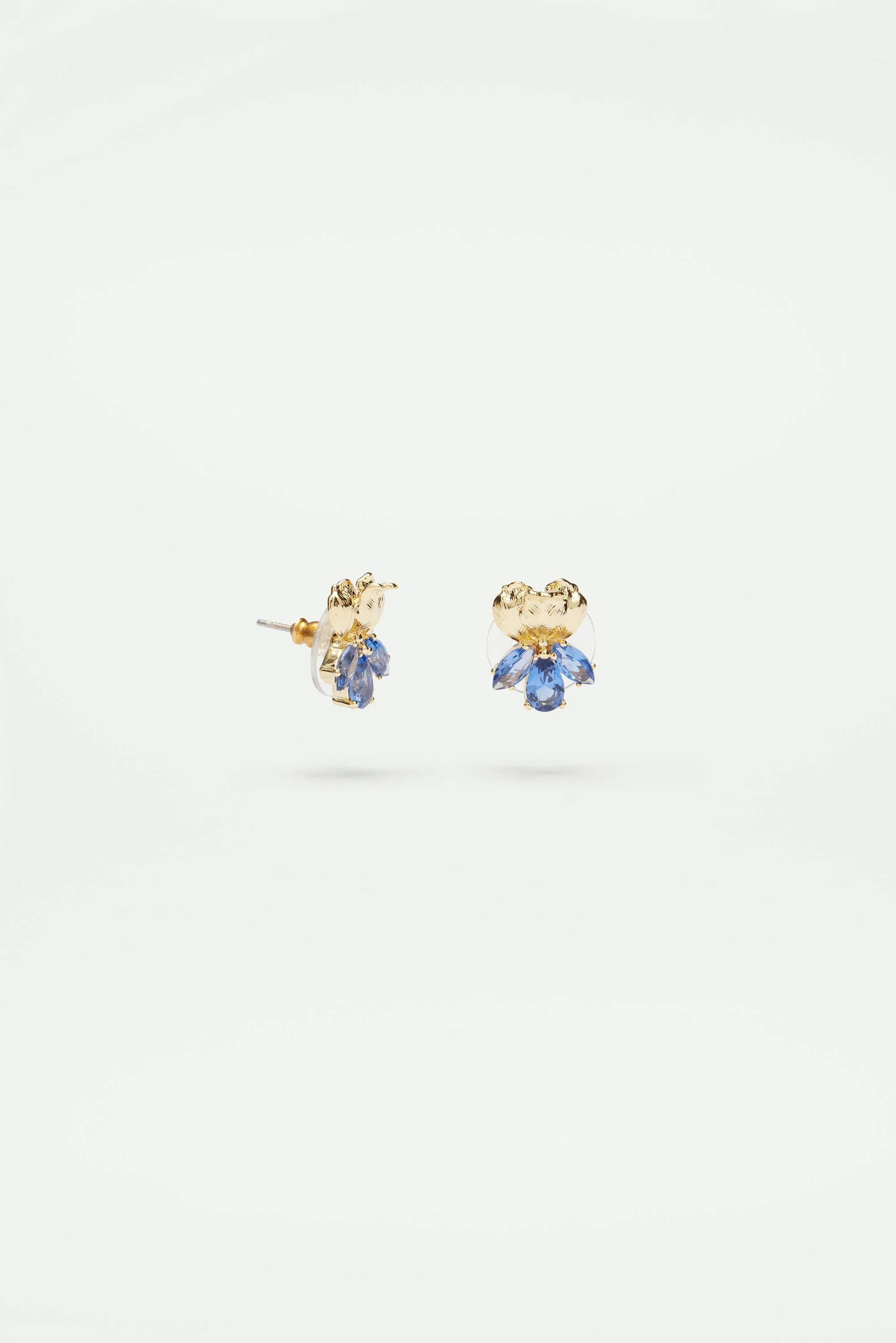 Boucles d'oreilles iris doré et cristal bleu | Bleu