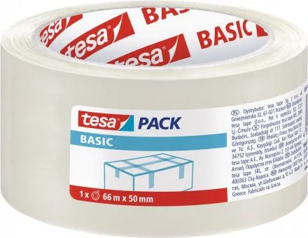 Tesa® BASIC 66 m x 50 mm, gennemsigtig (58570-00000-00)