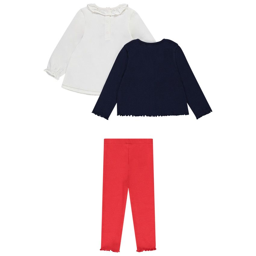 Ensemble 3 pièces avec gilet côtelé pour bébé fille - Bleu marine
