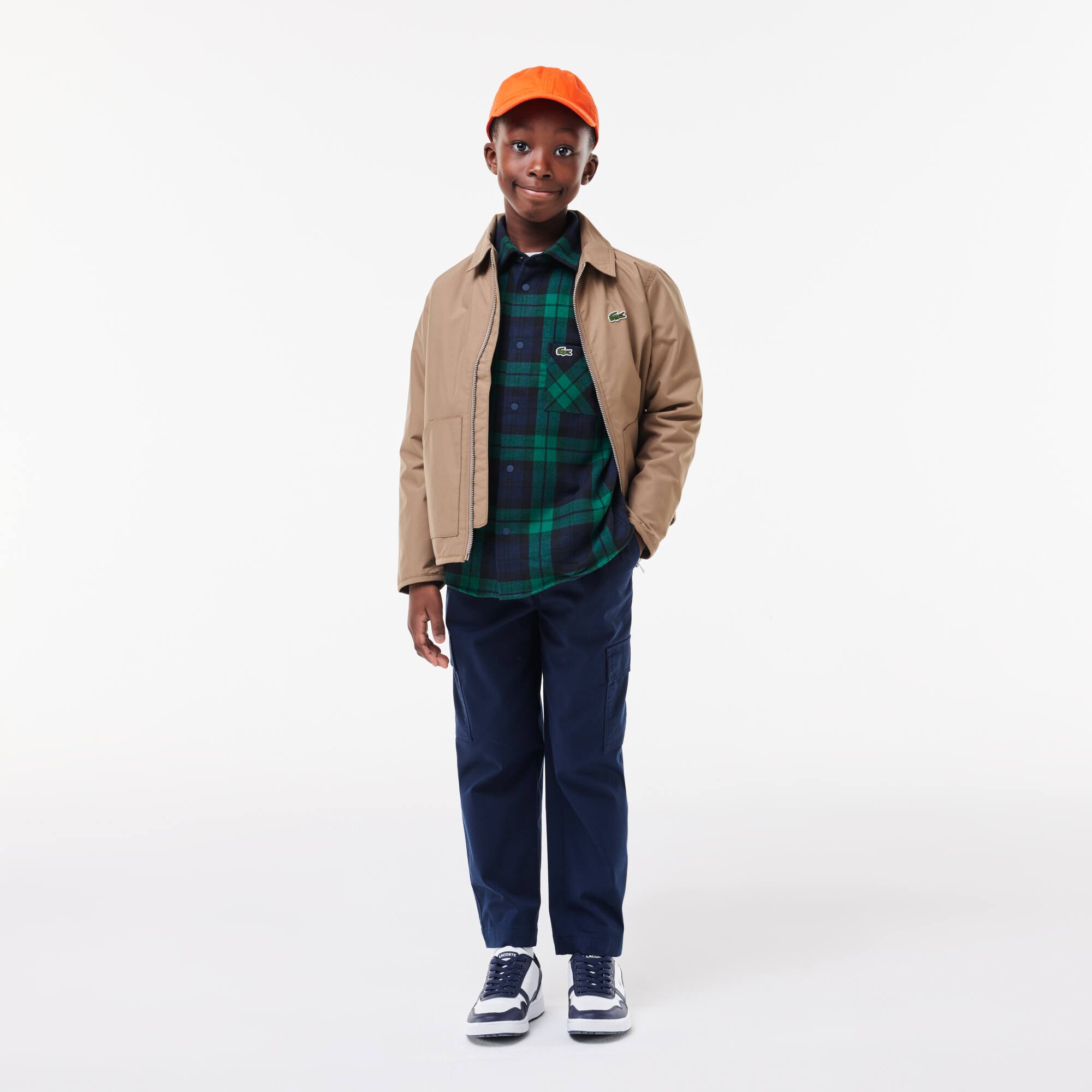 Surchemise à imprimé carreaux en flanelle de coton T-Shirts & Chemises - Bleu - Lacoste - Garçon