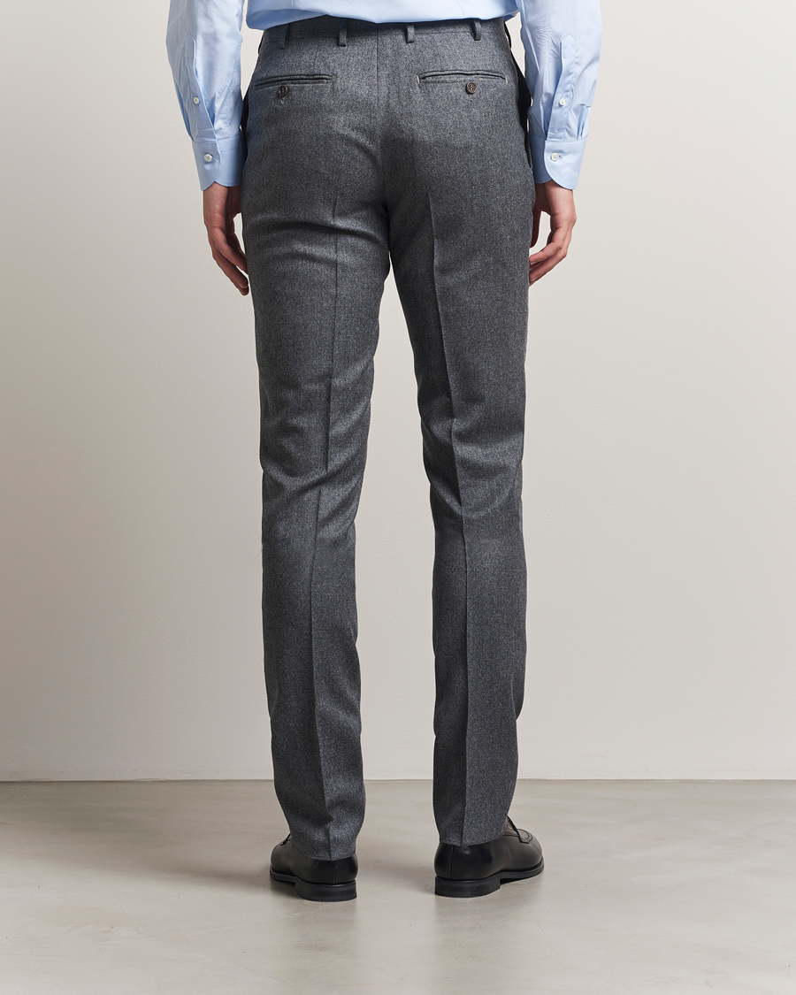 Canali Slim Fit Flannel Trousers Grey Melange