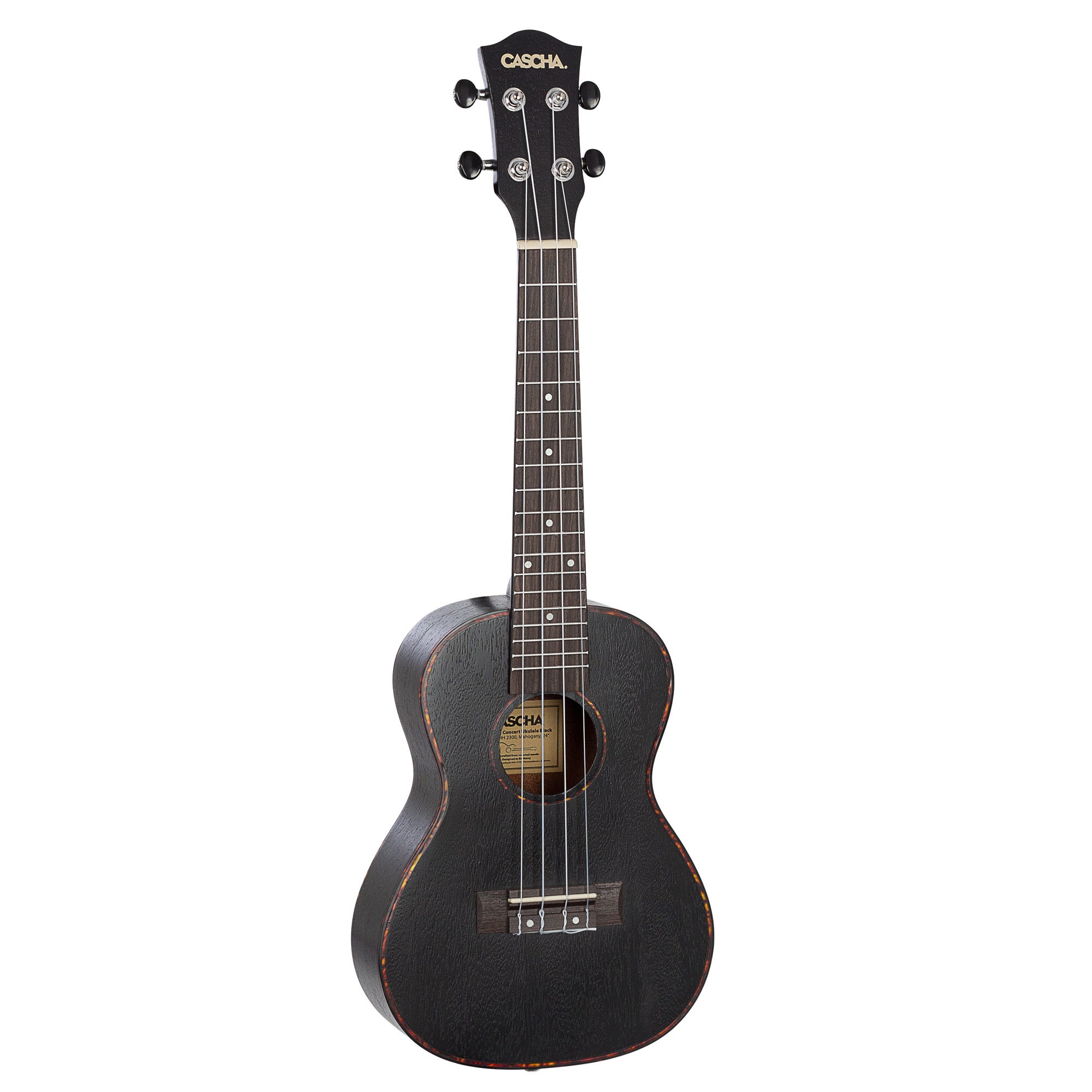 Cascha HH 2300L concert ukelele linkshandig zwart mahonie + tas