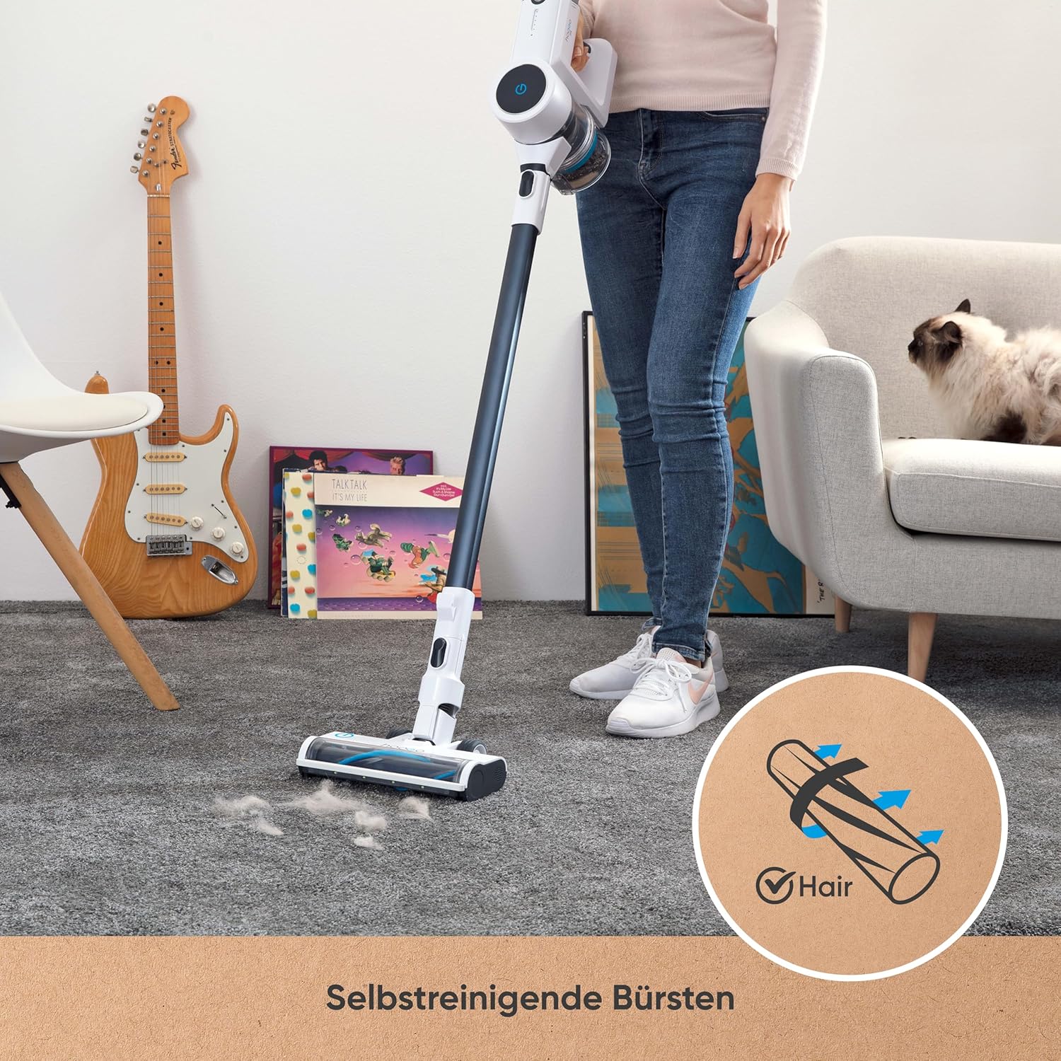 hoogo Akku Staubsauger S4 2in1 | 400W | 23.000 Pa | beutellos kabellos | Laufzeit bis zu 60 Min. | Handstaubsauger | Tierhaare | LED Beleuchtung | Qualität aus Deutschland