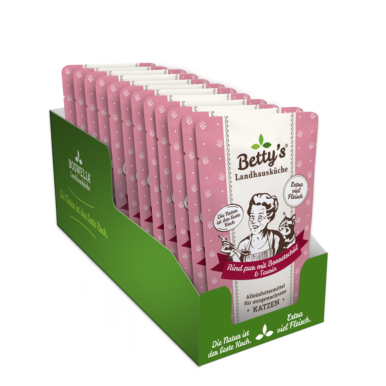 Betty's Landhausküche Frischebeutel Rind pur 12 x 100g für Katze