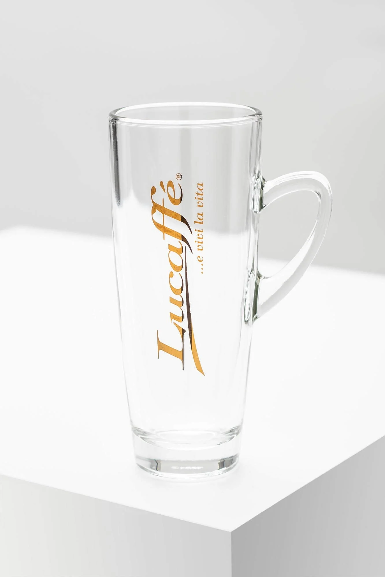 Lucaffé Latte Macchiato Glas mit Henkel