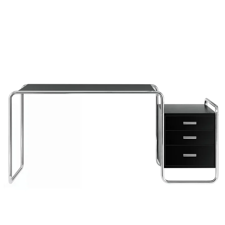 Thonet - S 285/1 Schreibtisch, Chrom / Esche schwarz gebeizt