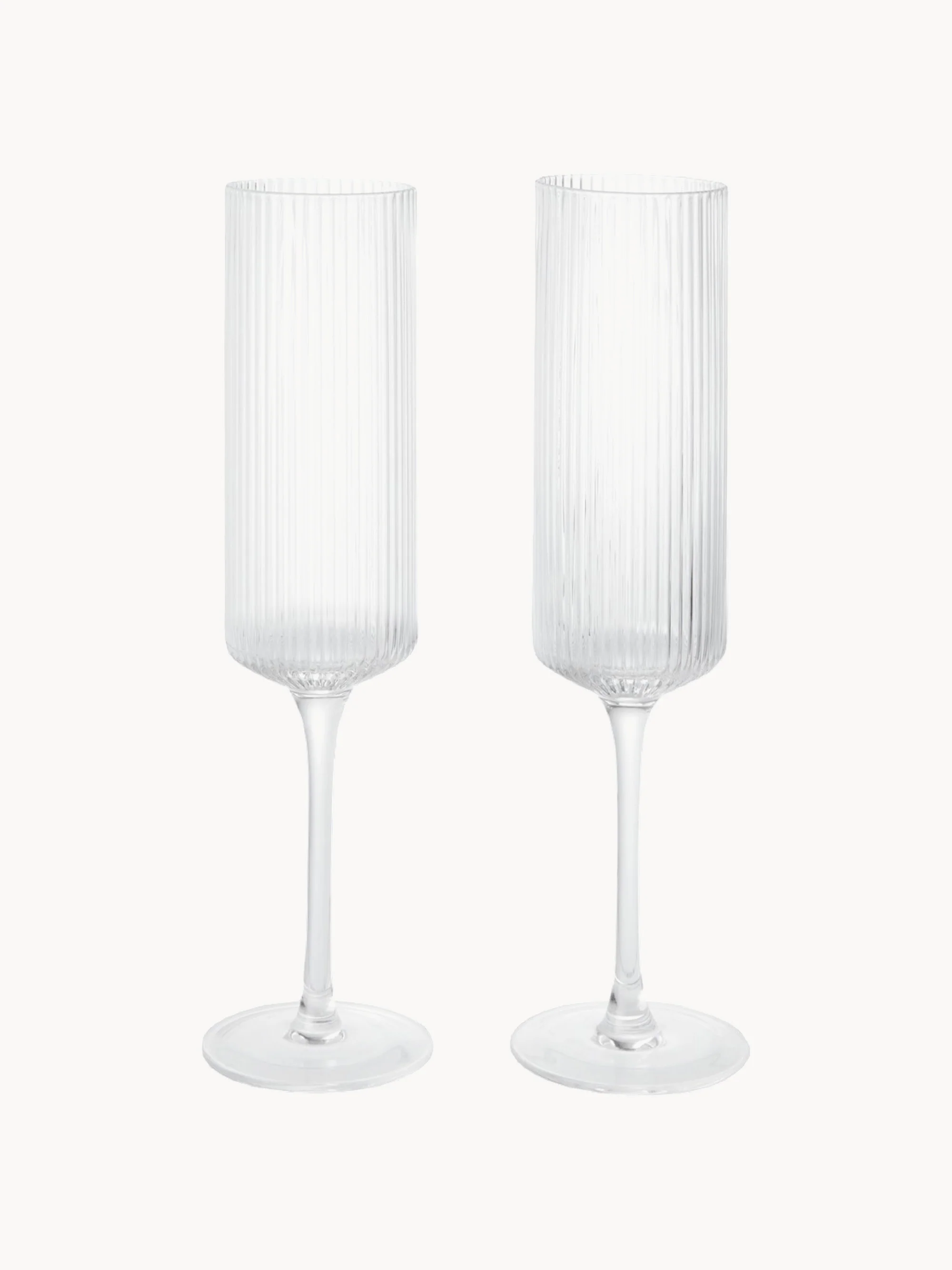 Mondgeblazen champagneglazen Ripple, 2-delig