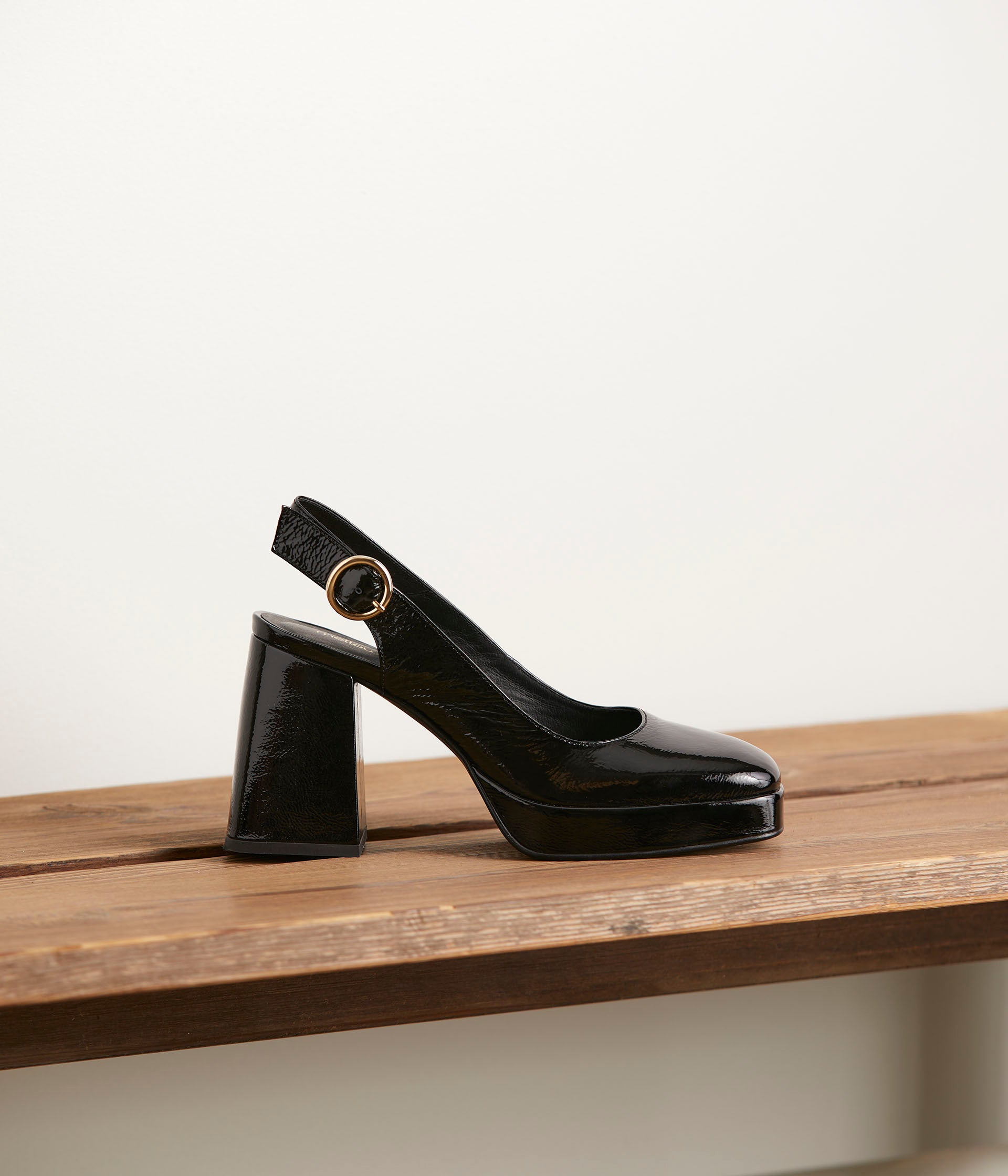Slingbacks cuir noir Camille