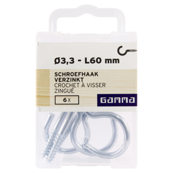GAMMA Schroefhaak 3,3mm - 60mm verzinkt 6st.
