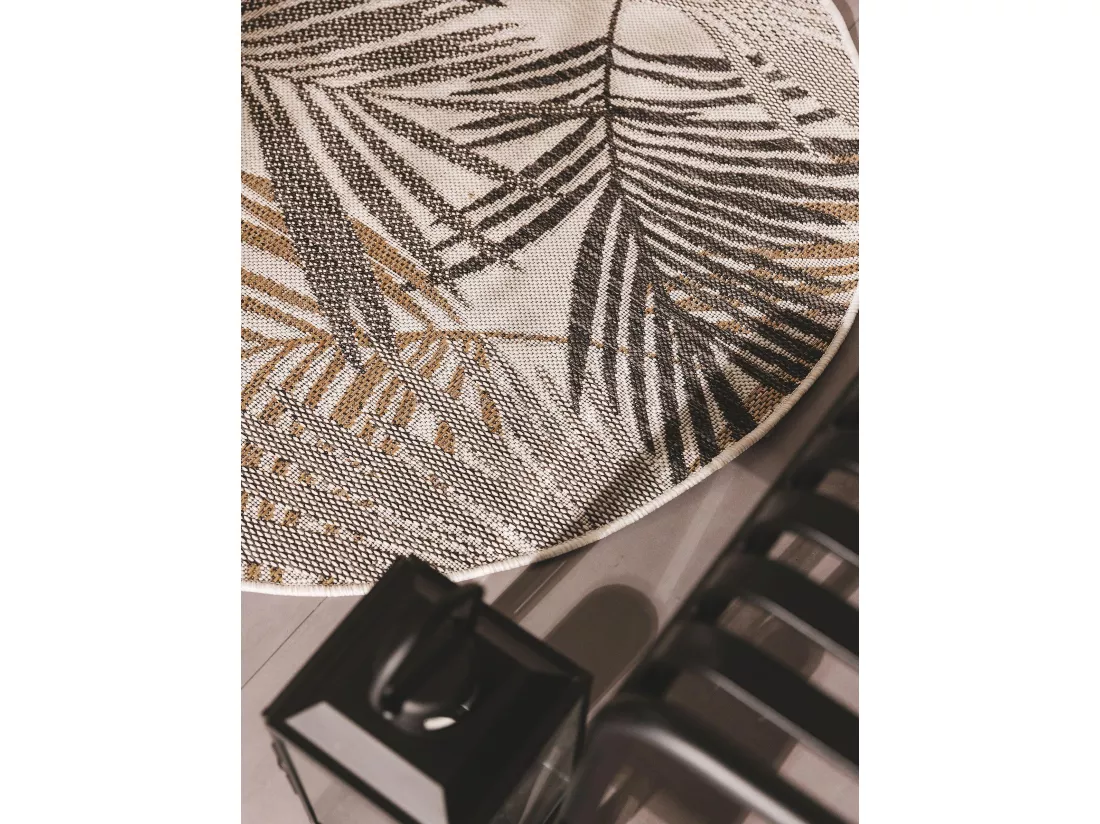 Tapis d'extérieur & intérieur rond Cleo Noir ø 120 cm rond
