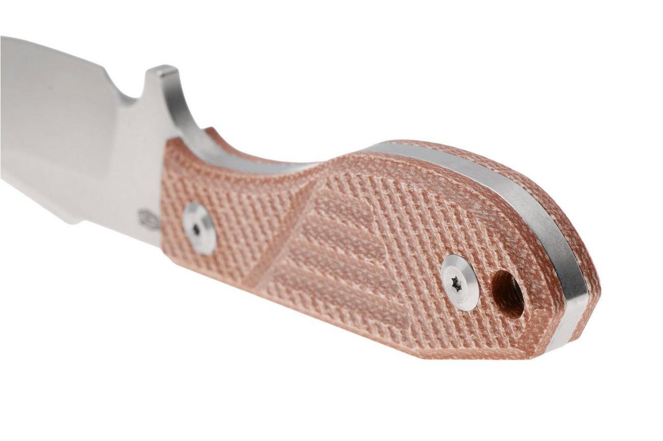 Tenable Knives Tiny Dancer G014A5 Stonewashed D2, Brown Micarta, vaststaand mes, Jonathan Styles design