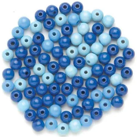Glorex Holzperlen Mix blau, 6 mm, 118 Stück