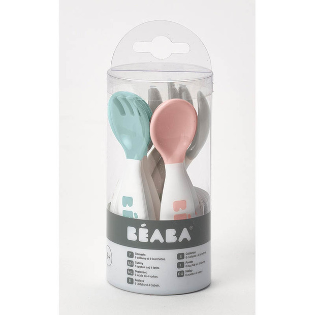 Lot de 6 cuillères ergo + 4 fourchettes Pastel - BEABA