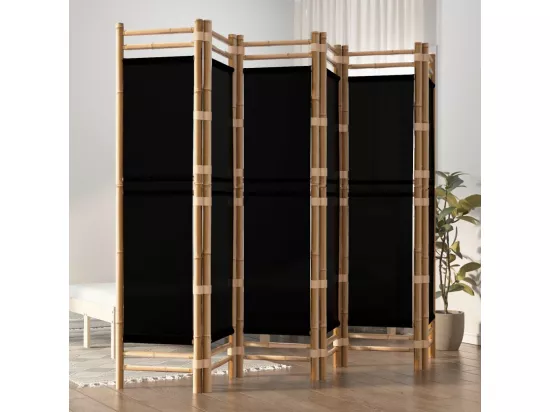 Cloison de séparation pliante 6 panneaux 240 cm Bambou et toile