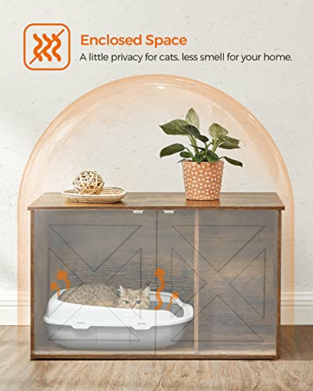 Maison de toilette pour chats 80 cm marron rustique