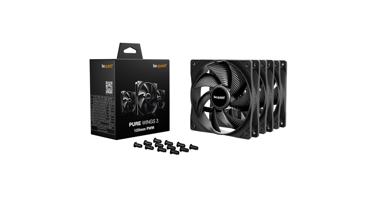 be quiet!Pure Wings 3 case fans  (Zwart, 3 stuks, 120 x 120 x 25 mm, PWM)