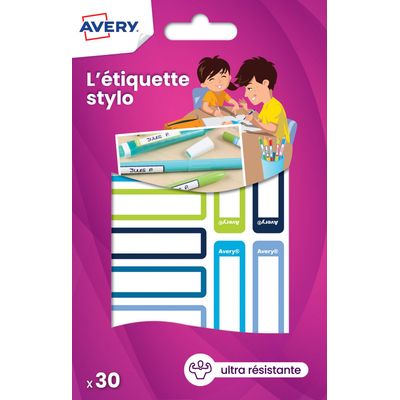 Avery - 30 Étiquettes adhésives pour stylos - 50 x 10 mm - bleu/vert