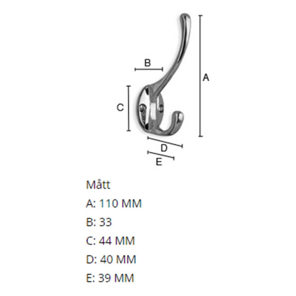 HATTEKROK BESLAGSBODEN 110MM BØRSTET KROM