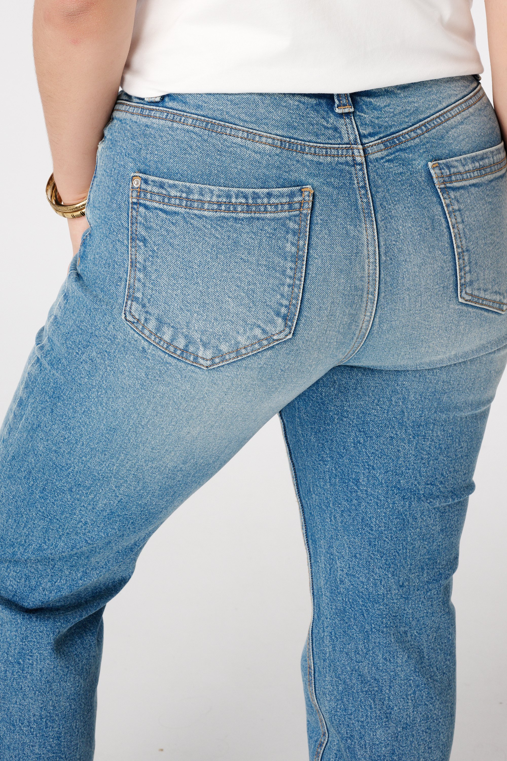 Straight leg jeans met mid waist Stonewash Denim