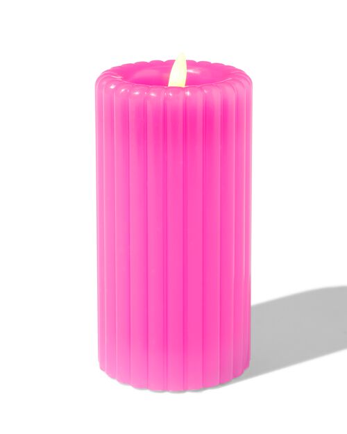 Bougie LED 7.5x15cm rib rose