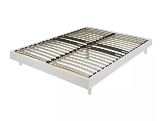 Sommier déco en Kit + pieds 160x200 - Decokit 36 lattes bois - Blanc - H. 13 cm