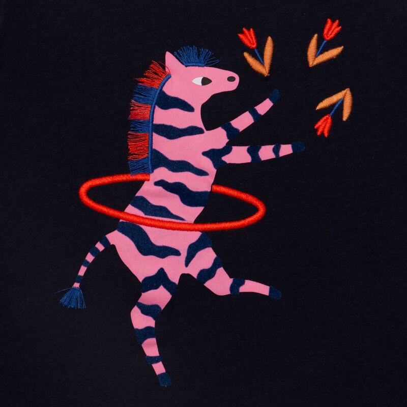 Tee-shirt bio fille zèbre-cerceau Catimini Bleu