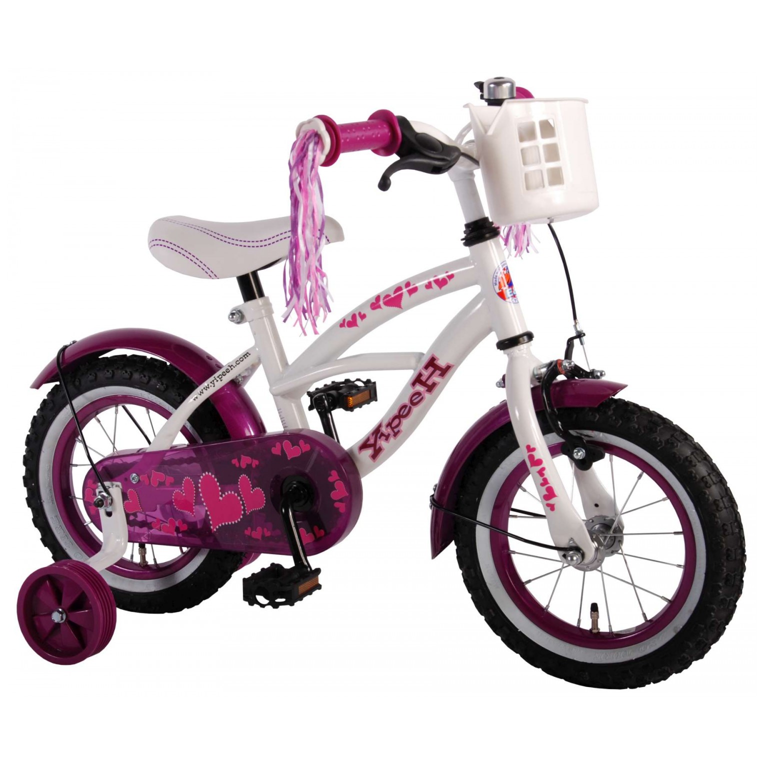 Volare Heart Cruiser Fiets - 12 inch - Wit Paars