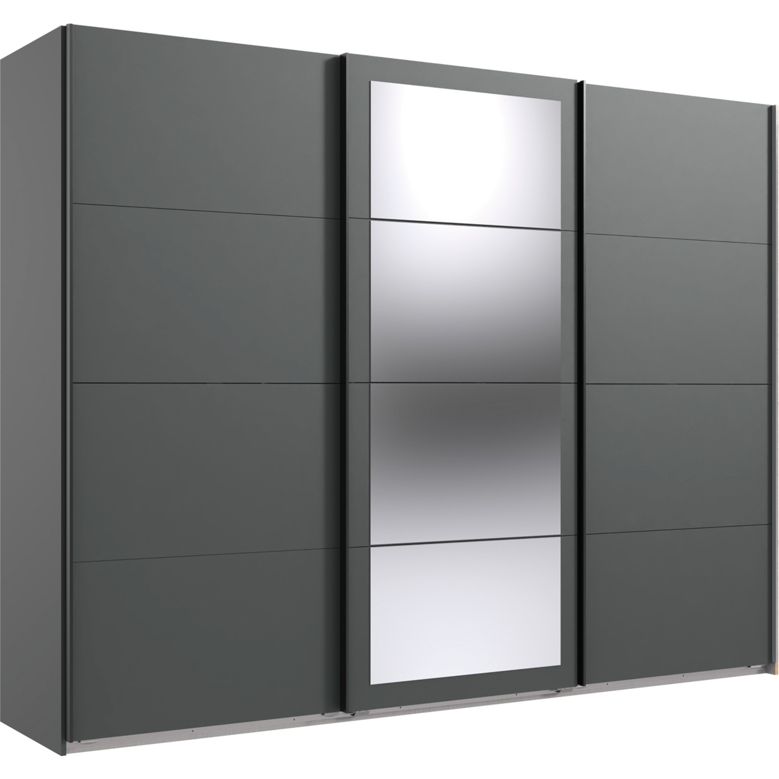 Schwebetürenschrank Minden, Dekor graphit, 270 x 210 x 65 cm, mit Spiegel