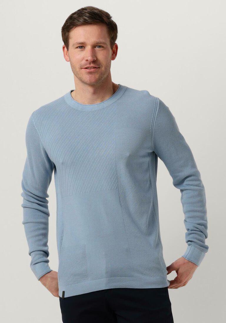 CAST IRON lichtblauwe cast iron trui crewneck cotton modal